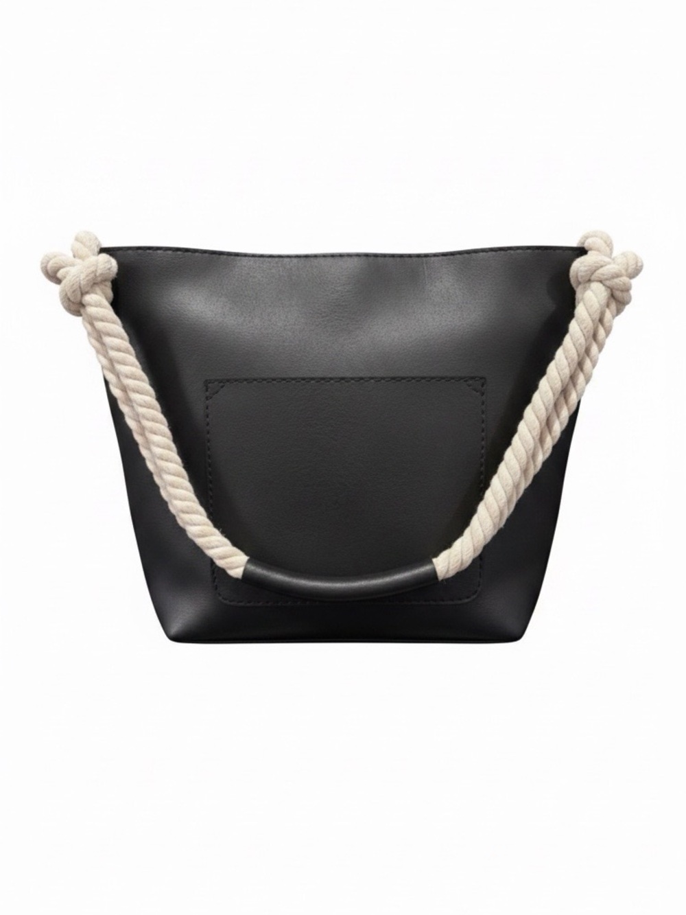 Black Rope-Handle Tote Bag by